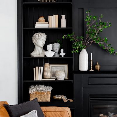 Black Built-ins Shelf Styling