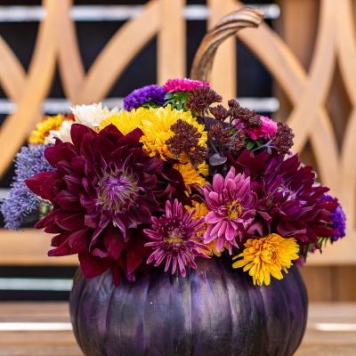 Painted Pumpkin Flower Arrangement